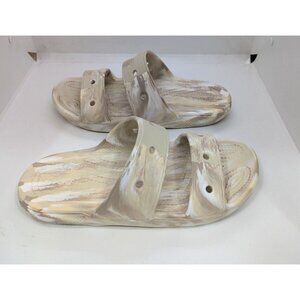 CROCS Unisex Classic Marbled Beige Sandals Men's Size 6 Women's Size 8